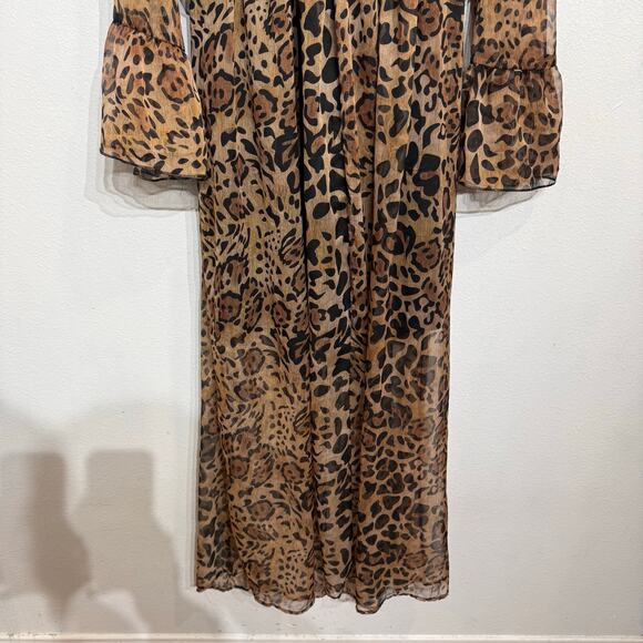Danity Brown Leopard Print Maxi Dress Sz M - Picture 4 of 13